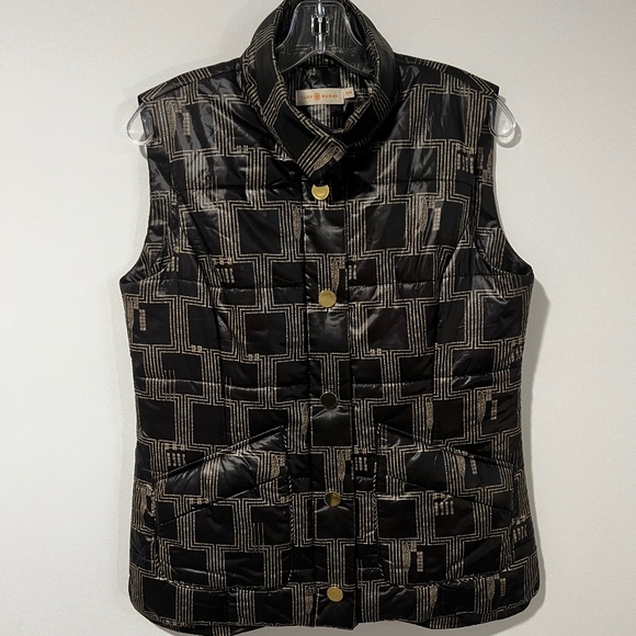 Tory Burch Brown Geometric Design Vest - M - Picture 1 of 7